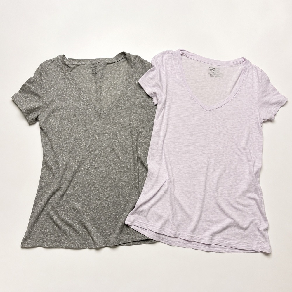 Aerie  Best V-Neck Short Sleeve T-Shirts Gray ‎ & Pink Size Small Lot of 2